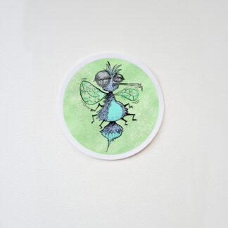 Blue-Green Mosquito Round Sticker